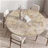Odot Tovaglia Rotonda Antimacchia con Bordo Elastico Motivo Legno Tovaglia da Tavola Lavabile Antiscivolo Copritavolo per Compleanno Cucina Tavolo da Pranzo Caffè Cene Feste (140cm,Grigio)