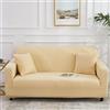Odot Copridivano 4/3/2/1 Posti,Colori Solidi Moderni ed Eleganti Copridivano Elasticizzato Universale, Copri Divano AntiGraffio, Copri Divano con Braccioli, Fodera Divano (Beige,2 Posti)