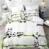 Morbuy Set di Biancheria da Letto in Microfibra, Motivo Panda, per Letto Una Piazza e Mezza - Morbido Traspirante Copripiumino 200x200cm + 2 Federa 50x75cm