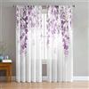 Odot Tende Soggiorno Semi Trasparenti, Stile Floreale Stampa 3D Tenda Voile con Tasca per Asta 2 Pannelli Filtranti Finestra Moderna per Camera da Letto Cucina (Fiore di glicine,107x244cm)