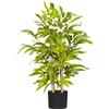 HOMCOM Pianta di Bambu Artificiale Alta 60 cm con Vaso in Cemento, Ø15x12.5 cm Pianta Finta in Poliestere e PP, Verde