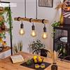 hofstein Lampada a sospensione Toledo, lampada moderna in metallo/legno in nero/natura, lampada regolabile dal design scandinavo, asta in vero legno, altezza massima 125 cm, 3 luci, E27, senza lampadina/e