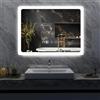 YU YUSING Specchio Bagno con Luce LED, 80x60cm, Specchio da Parete con Illuminazione, Interruttore Touch, Antiappannamento, 3 Temperature Colore, Dimmerabile, Visualizzazione del Tempo, IP44