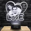 Lampephoto.fr Lampada 3D sveglia e altoparlante Bluetooth, Lampada foto personalizzabile incisione Laser su Plexi, Regalo Personalizzato Testi e Foto, Idea per Natale, Festa della Mamma (Cuore Love 2)