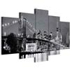 B&D XXL - Quadro New York NY 100x50 cm 5 Pezzi - Stampa su Tela Strutturata XXL Grande - Quadri Moderni Componibili Camera da Letto Matrimoniale - Stampe da Parete Arte - Città 030202-12
