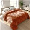 IlGruppone Trapunta Matrimoniale Velluto Retro in Microfibra Piumone Invernale Effetto Piuma 560 Gr/mq Piumino Caldo Due Piazze Inverno Coperta Duck Friendly - Piazza e Mezza - Rust