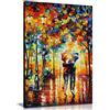 Panther Print Leonid Afremov - Dipinto a olio astratto su tela da parete per soggiorno, decorazione casa, Couple Under One Umbrella, 76x51 cm (30x20in)