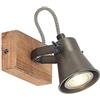 Lindby Faretto alogeno dimmerabile (Vintage) colore Marrone, in Legno ad es. Soggiorno & Sala da pranzo plafoniera con faretti faretto lampada a soffitto