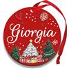Corredino Neonato Pallina di Natale Personalizzata con Nome, Decorazione Natalizia 100% Italiana, Rosso, 10 cm (Rosso, Giorgia)