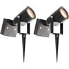 Ledvion 2 pezzi Faretti Esterno Lampade IP65 1W 3000K GU10 picchetto | Illuminazione d accento senza fili per giardino terrazza vialetti e aiuole