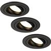 Ledvion - 3x Faretti da incasso LED Tokyo, Nero, 5W, 2700K, Ø92 mm, Dimmerabile, Rotondo, 2 Anni di Garanzia