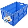 DieKlappbox - Cassa pieghevole robusta 60L, box pieghevole grande per trasporto, cassetta richiudibile per spesa, Made in Germany, certificata TÜV, 60x40x32 cm, blu