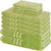 Lavea® Set di Asciugamani da 10 pezzi - 100% Spugna di Cotone - 4 Asciugamani Viso, 2 Teli doccia, 2 Asciugamani Ospiti, 2 Lavette - per Casa Hotel Spa - Verde tiglio