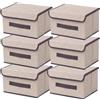 NCRGB Scatole Portaoggetti in Tessuto,Scatole Portaoggetti Scatole per Armadio con Coperchio Set,Pieghevole,Contenitore per Armadio,Vestiti,Armadi (26×19×16cm/6pack, Beige Bianco)
