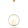 Dopa Lampadario Moderno Oro a Sospensione E27, Design Anello con Sfera in Vetro, Lampada Elegante per Soggiorno Cucina Tavolo Bar, Cavo Regolabile, Illuminazione LED Interni