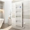 EMKE Termoarredo elettrico 120x40cm, 450W, Radiatore da bagno con display digitale, scaldasalviette elettrico bagno diritto (Bianco)
