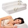 cuscini fiber - 2 Cuscino Cervicale per Dormire in Memory Foam con Fodera Aloe, Cervicale Collo Rimedi con Tecnologia a Doppia Onda, Guanciale in Morbido Memory Foam per Supportare il Collo 40x67
