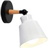 Chao Zan Lampada da Parete E27 in Metallo, Lampada da Parete Moderna in Ferro + Legno, Faretti, Lampada a LED con Paralume Bianco
