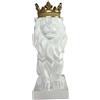 Zyqixluk Statua di Leone della Corona - Scultura di Leone per Casa e Studio, Decorazione Astratta, Sculture Geometriche, Figurine Animali di Resina, White, 13*19*36