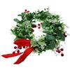 SUNLUX Corona Laurea di Alloro Finto - Ø 30 cm - Ghirlanda con Bacche Rosse e Fiocco Rosso - Elegante e Realistica, Unisex