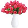 HAOSHICS, Tulipani artificiali, tulipani olandesi finti, realistici al tatto, fiori per bouquet, in lattice, decorazione per matrimoni, casa, hotel, feste, giardino, multicolori, 10 pezzi (rosso)