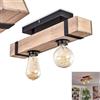 HOFSTEIN Montgomery - Lampada da soffitto a 2 luci, in legno/metallo naturale/nero, design industriale, retrò, vintage, con travi in legno, E27, per sala da pranzo, cucina, soggiorno, camera da letto