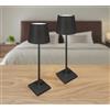 Il Gruppone Passione Casa Coppia Di Lampada Da Tavolo LED Set 2 Pezzi Design Controllo Touch Selezione Colore Intensità Dimmerabile Altezza Regolabile Con Adattatore Per Bottiglia 3000/4500/600K - 2Pz-Plain-Nero