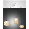 FABAS LUCE 3496-47-125 SOSPENSIONE FIONA IN VETRO SOFFIATO COLOR AMBRA 3x60W E27