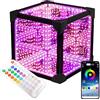 IINCOOY Cubo Specchio Infinito A LED Intelligente, Lampada Tunnel A Specchio Infinito 3D con App E Telecomando, Attivato dal Suono, Luce Effetto Tunnel Alimentata Tramite USB(20 * 20 * 20cm)