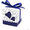 C.X.Y. 50pz Bomboniere Scatola CUORE Porta Confetti Segnaposto Regalo con il nastro raso (BLUETTE)