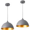 lux.pro Set di 2 Lampade a Sospensione con Paralumi Emisferici Ø 30 cm in Metallo Lampade da Soffitto con Lunghezza Regolabile per Cucina Sala Soggiorno - Grigio/Oro