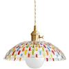 XIRYTU-H Lampada a Sospensione in Vetro Mosaico Colorato Artigianale con Portalampada Dorato, Altezza Regolabile, E27 Lampadario da Soffitto per Isola Cucina Sala da Pranzo Camera da Letto (30cm)