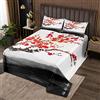 Homemissing Copriletto trapuntato Ukiyoe in stile giapponese Trapuntato Fiori di ciliegio Set trapunta Set Adulto Giapponese Rosso Floreale Trapuntato Set Rami Acquerello 2 Pz Biancheria da letto Singola