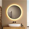 EMKE Specchio da bagno Rotondo 50x50 cm - Anti-Appannamento, Specchio bagno con luce con 3 tonalità di colore, luminosità regolabile, memoria, spegnimento automatico dopo 3 h, specchio LED