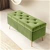 XDONE Pouf Contenitore Rettangolare - Panca in Legno con Piedini Interni per Camera da Letto, Sgabello, Cassapanca per Ingresso