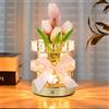 mumisuto Tulip Lamps, Lampada da Comodino, 3 Color Touch Dimming Crystal Night Light, ricaricabile artificiale fiore light, Lampade da Comodino per Soggiorno, Ufficio, Casa, Regalo per Nonne, Mamma e Donne
