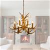Fridgestea Corna lampadario con Antler, 6 x E14 luci Retrò lampada da corna lampada in resina per bar, caffetteria, soggiorno, sala da pranzo