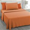 L'ANTICO ARCOLAIO - Lenzuola una Piazza e Mezza 100% Cotone (Arancione) Completo con Federe Cuscini, Set Anallergico e Antiacaro, Colore Tinta Unita, Manifattura Made in Italy con Fibra Naturale