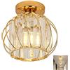 Chao Zan E27 Lampada da Soffitto Moderna Plafoniera Cristallo Lampada a Corridoio Retro Lampade per Illuminazione da Parete il giro tondo Lampadario per Cucina Sala da Pranzo Corridoio Camera da Letto(Oro)