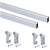 Emuca - Kit di asta appendiabiti ovale da armadio 750mm e supporti, Anodizzato opaco, Lotto di 2
