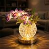 BVI BOOMERVIVI Lampada da Tavolo Fiore, Lampada Fiore Orchidea con Vaso di Cristallo, Lampada da Scrivania Touch Senza Fili, 3 Colori di Attenuazione e Ricaricabile, Piccola Luce Notturna per Camera da Letto Casa