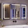 mojiasion Specchio Bagno LED con 3 Ante e Presa- Design 360°, Memoria Luminosità,100x16x60 cm Mobiletto Specchio Bagno Sospeso | 3 Ripiani Regolabili, Bianco, Impermeabile Sospeso100x60 cm