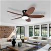 AQLEDY Ventilatore Pale Da Soffitto Con Luce E Telecomando, Silenzioso 5 Pale Lampadario Con Ventola, Dimmerabile LED Plafoniera Ventilatore Per Camera Da Letto, Cucina, Soggiorno-Black+WoodGrain||42in