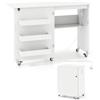 COSTWAY Mobile per Macchina da Cucire Pieghevole, Tavolo da Cucito con Stazione di Ricarica, Ruote Bloccabili, Ripiano e Contenitori (Bianco, 116 x 41 x 78 cm)