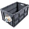DieKlappbox - Cassa pieghevole robusta 60L, contenitore pieghevole grande con manici, box trasporto richiudibile, portata fino a 50 kg, Made in Germany, certificata TÜV, 60x40x32 cm, grigio