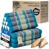 LivAsia® - Cuscino tailandese con 3 cuscinoni e 1 cuscino triangolare Kapok, cuscino asiatico per seduta, tappetino per sdraio, tappetino tailandese, Azzurro, 170cm (Länge) x 55cm (Breite) x 8cm (Höhe)