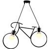 Sesamall Lampadario a sospensione, a forma di bicicletta dal design moderno - Attacco 2xE27 (Nero)