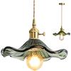 EKSED Lampada a sospensione in vetro verde Presa in ottone dorato con interruttore Lampada a sospensione Plafoniera per isola cucina