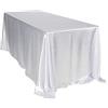 TINWARM 145 * 320CM Rettangolare Tovaglia in Raso per la Decorazione di Matrimonio/Compleanno/Battesimo del Bambino/Eventi - Bianco