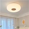 IWANTDO Plafoniera a LED Legno Camera da letto Dimmerabile con Telecomando Lampada da soffitto Moderna Minimalista per Corridoio Soggiorno Sala da pranzo Casa di campagna Plastica Bianca Luce (30cm)